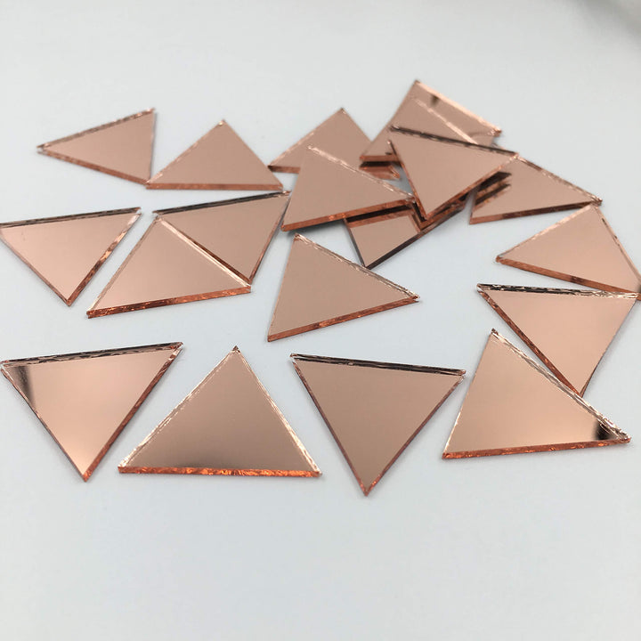 1 Triangular Shape Mirror Mosaic Tiles Rose Gold Colored Craft Mirrors Bulk 100 Pieces