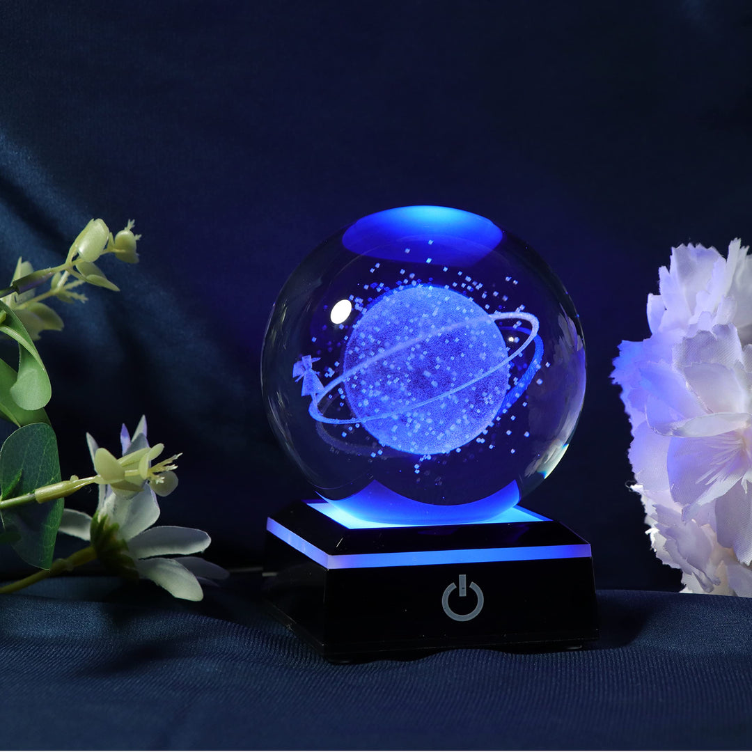 Qianwei 3D Crystal Ball with Clear Starry Sky Carving and 7 Kinds of Led Light, Best Birthday Gift for Kids,Girlfriend Gift, Classmates and Kids Gift (Starry Sky)