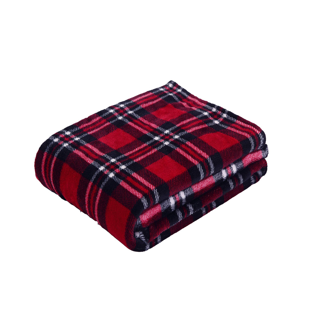 Velvet Touch Ultra Plush Christmas Holiday Printed Fleece Throw/Blanket-50 x 60inch, (Plaid)