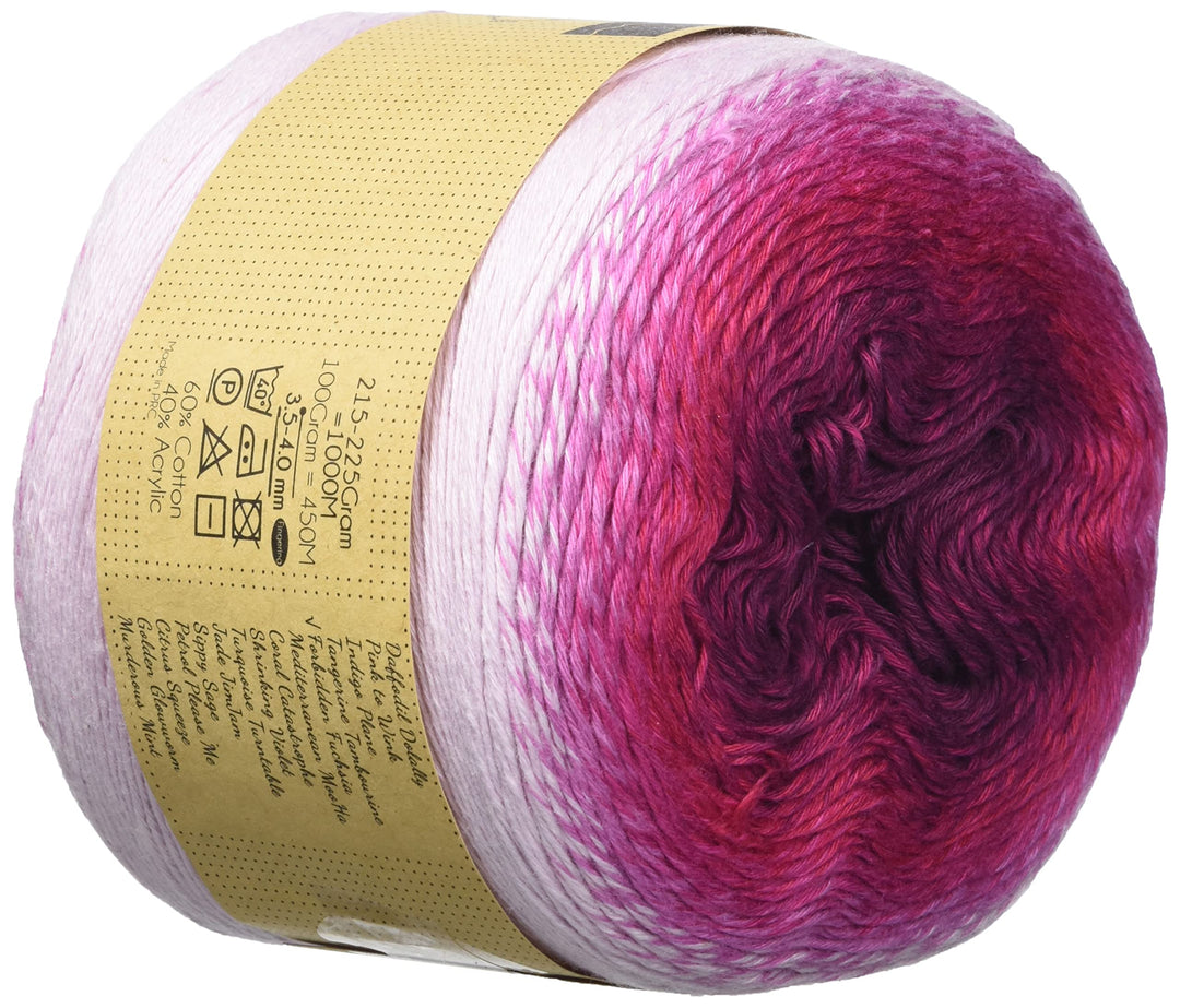 Yarn Whirl Ombre - 1111 Yards, 60% Cotton Yarn for Crocheting, Knitting Kit and Crafts, 40% Acrylic Yarn, Softly Color Changing Crochet Kit, Extra Large Yarn Cake (Forbidden Fuchsia)