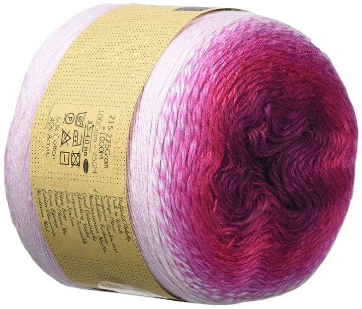 Yarn Whirl Ombre - 1111 Yards, 60% Cotton Yarn for Crocheting, Knitting Kit and Crafts, 40% Acrylic Yarn, Softly Color Changing Crochet Kit, Extra Large Yarn Cake (Forbidden Fuchsia)