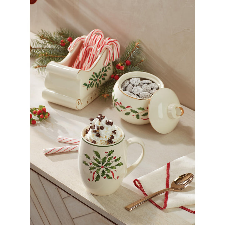 Lenox Holiday Ornament Candy Jar, 1.30 LB, Red &amp