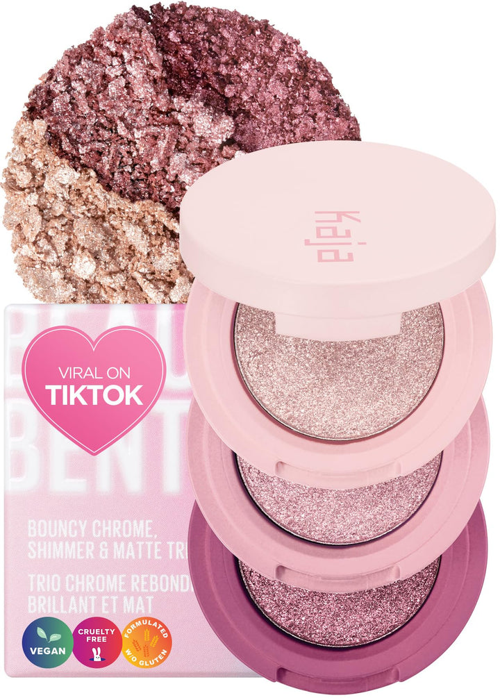 Beauty Bento Collection - Bouncy Eyeshadow Trio | Plum Rosy Tones, Travel Size, 01 Rosewater, 2019 Allure Best of Beauty Award, 0.03 Oz