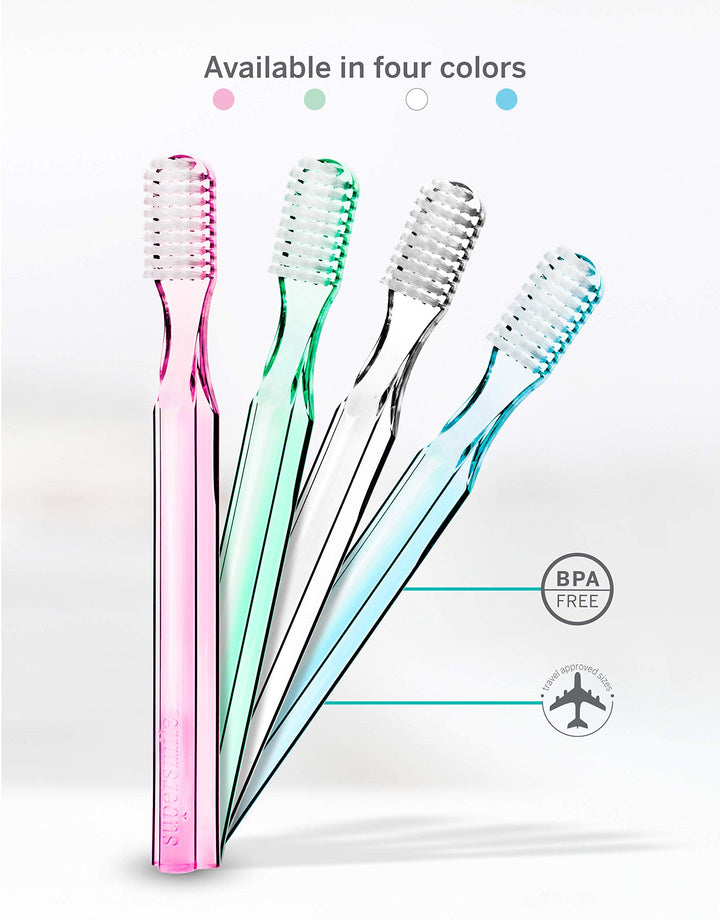 Supersmile New Generation Toothbrush w/ Patented 45° Soft Nylon Bristles - Whitening Tooth Brush w/ Ergonomic Handle Guarantees ADA Recommended Brushing Angle for Adults & Children (Pink)