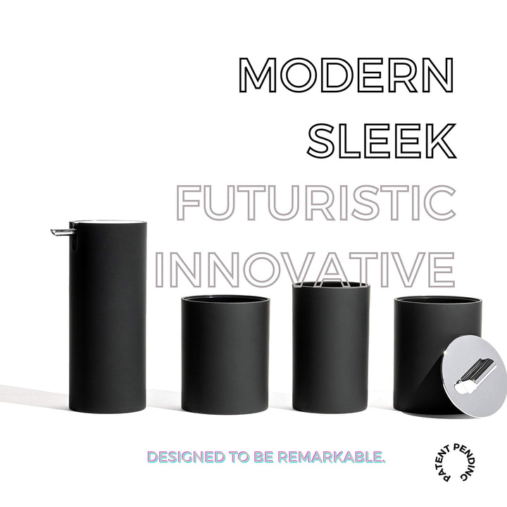 Sleek 4 Pcs White Bathroom Accessories Set Complete. White Bathroom Decor Sets. Matte White Bathroom Accessory Set White. White Bathroom Set White. Black and White Bathroom Accessories