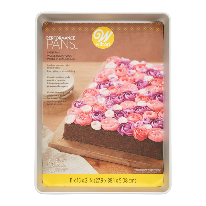 Performance Pans Medium Sheet Cake Pan, 11 x 15-Inch Cookie Sheet, Aluminum