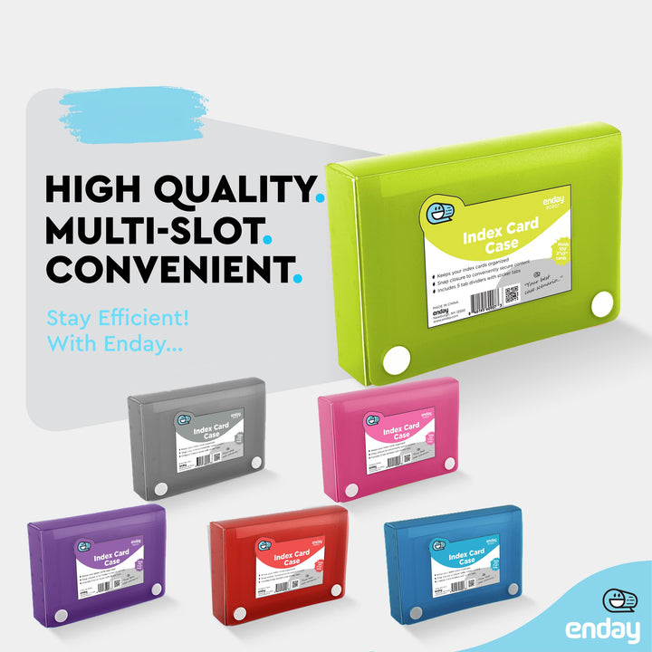 Index Card Holder Green, 3x5 Note Flash Card Organizer Case, File Box with 5 Dividers, Notecard Box Holds 100 Cards, Also Available in Red, Purple, Blue, Pink, Grey, 1 Pack – By