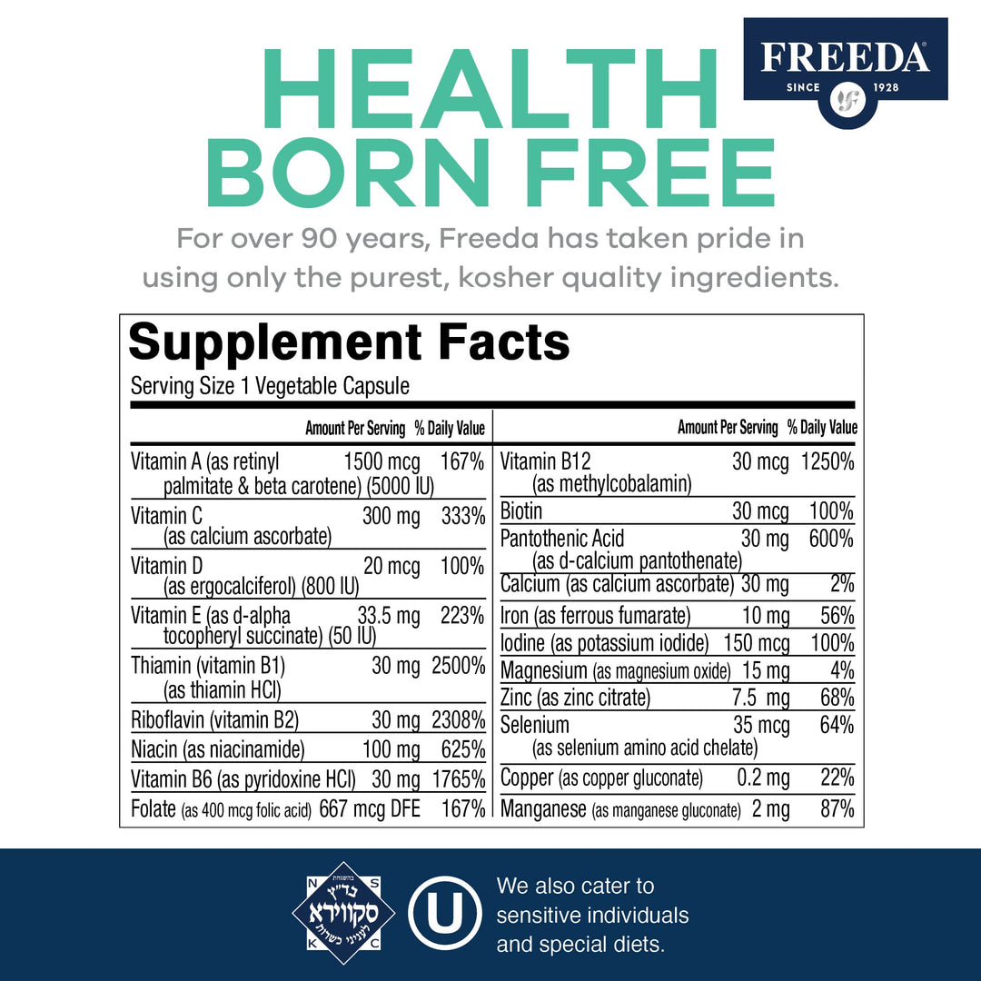 FREEDA Multivitamin – Quintabs-M with Iron – Kosher Mul