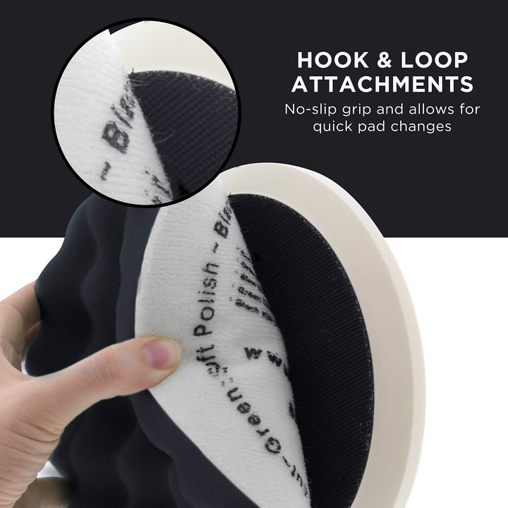 6.7 Black Waffle Final Finishing Grip Foam Polish Pad - DA Hook &amp; Loop