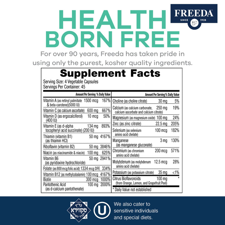 FREEDA Multivitamin – SCD Multivitamin - Kosher Multi V