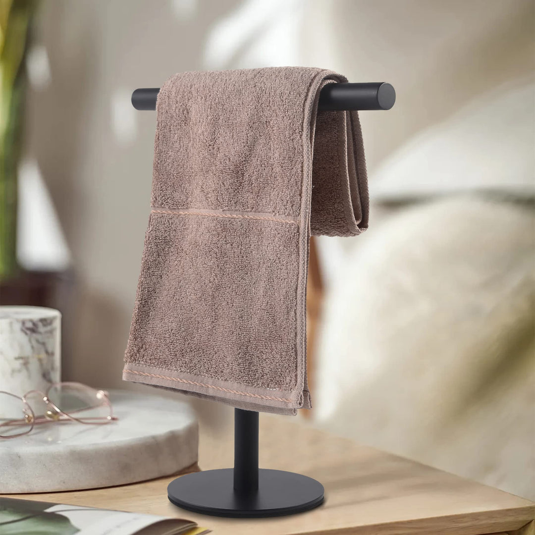 Bathroom Hand Towel Holder Stand,T-Shape Hand Towel Holder Stand SUS304 Stainless Steel Matte Black for Bathroom,Kitchen or Vanity Countertop