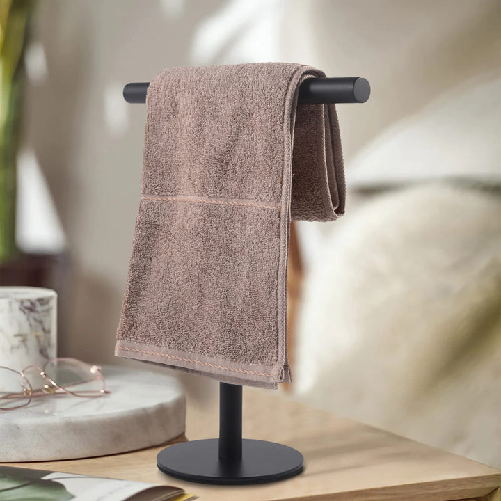 Bathroom Hand Towel Holder Stand,T-Shape Hand Towel Holder Stand SUS304 Stainless Steel Matte Black for Bathroom,Kitchen or Vanity Countertop