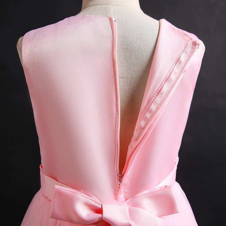 Toddler Baby Girls Flower Lace Long Princess Christmas Formal Dress for Kids Wedding Bridesmaid Pageant Birthday Party Suit Communion Puffy Tulle Dance Sundress Playwear Peach Pink 5-6X