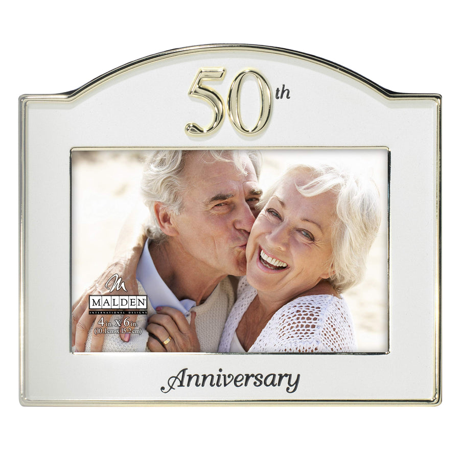 International Designs Wedding 50th Anniversary Two Tone Picture Frame, 4x6, Gold/Silver