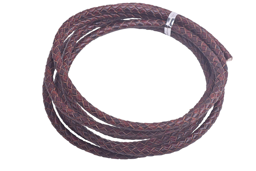 KONMAY 2 Yards 5.0mm Vintage Brown Round Geneuine Braid