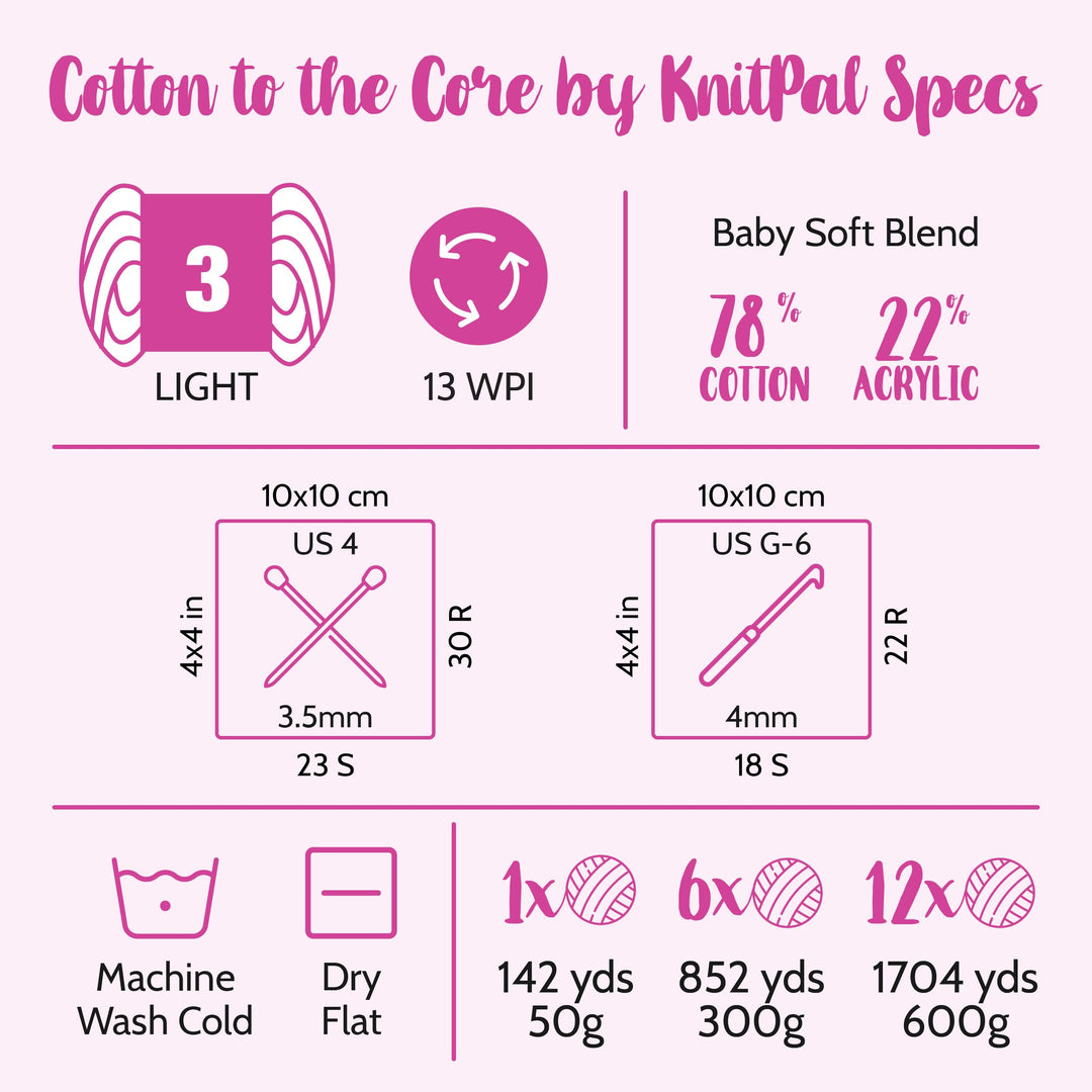 KnitPal Cotton to The Core Soft Cotton Yarn for Crochet