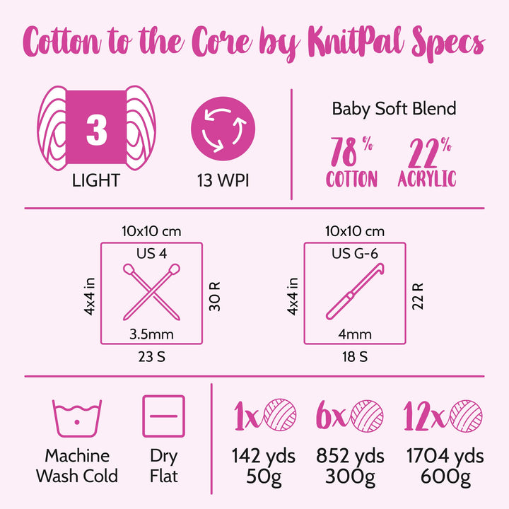 KnitPal Cotton to The Core Soft Cotton Yarn for Crochet