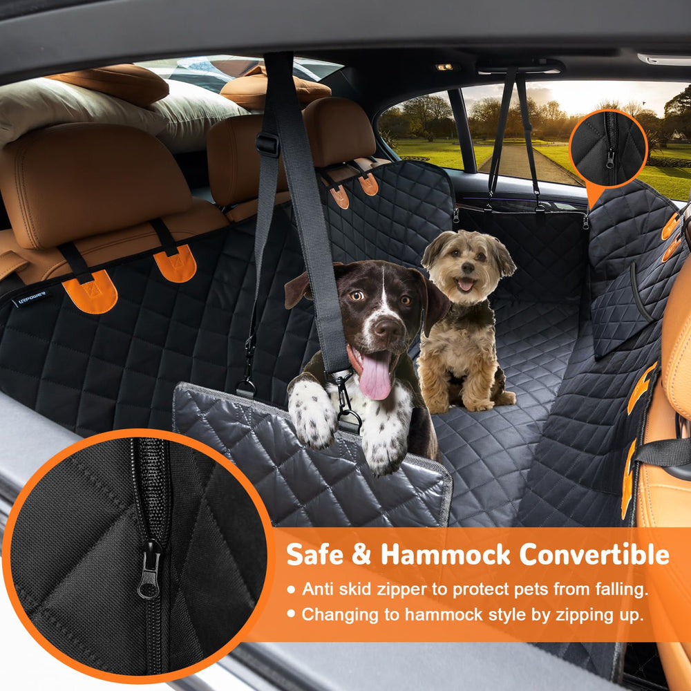 Dog Seat Cover 100% Waterproof Hammock 600D Heavy Duty Scratch Proof Nonslip Durable Soft Pet Back Seat Covers for Cars Trucks and SUVs