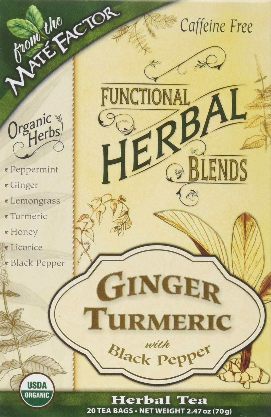 The Mate Factor Ginger Turmeric with Black Pepper, 20 C
