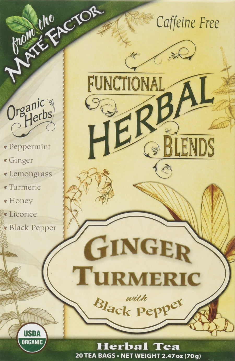 The Mate Factor Ginger Turmeric with Black Pepper, 20 C