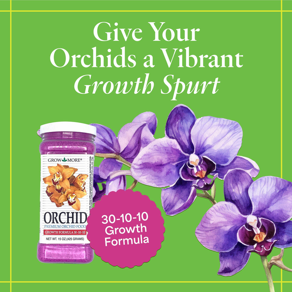 Premium Growth Formula 30-10-10 Orchid Food Fertilizer - 15oz Water Soluble Orchid Fertilizer for Robust Growth & Vibrant Blooms - High Nitrogen Fertilizer Orchid Plant Food
