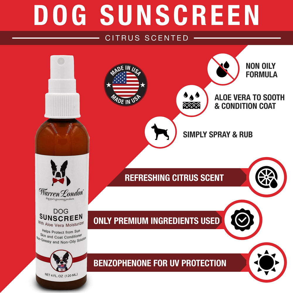Dog Sunscreen Spray Protection with Aloe Vera I Dog Skin Soother I Puppy Sunblock I Made in USA- 4oz