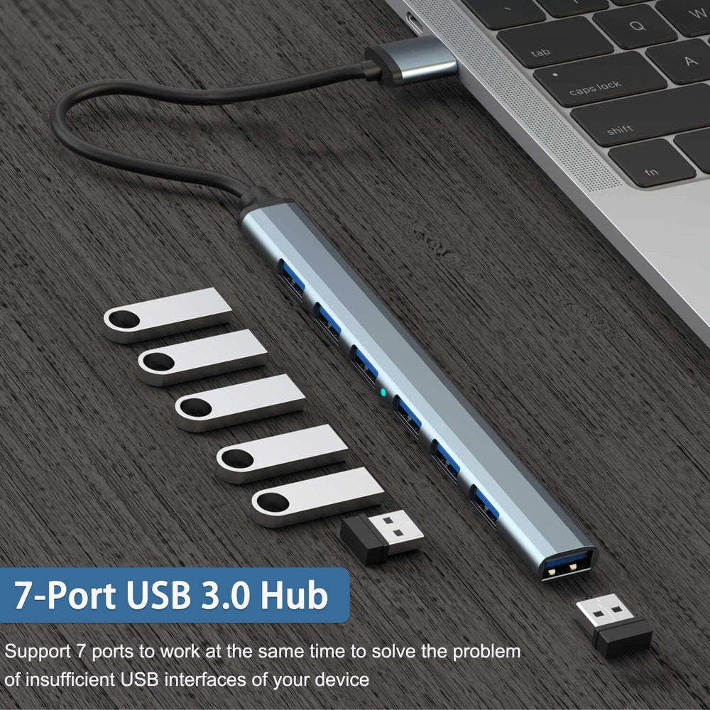 USB C Hub 3.0, Aluminium 7 in 1 USB C Dongle USB Extend for MacBook Pro, iMac, iPad Pro, Chromebook, Pixelbook, Dell XPS, Samsung, and More Type C Devices