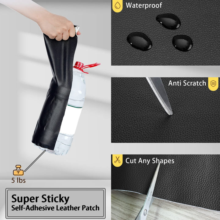 Leather Repair Patch, Leather Tape, Self-Adhesive Leather Patches for Couch, Sofa, Furniture, Car Seat, Jacket | No Heat Required Leather Patch 3 x 62 inch -Dark Brown