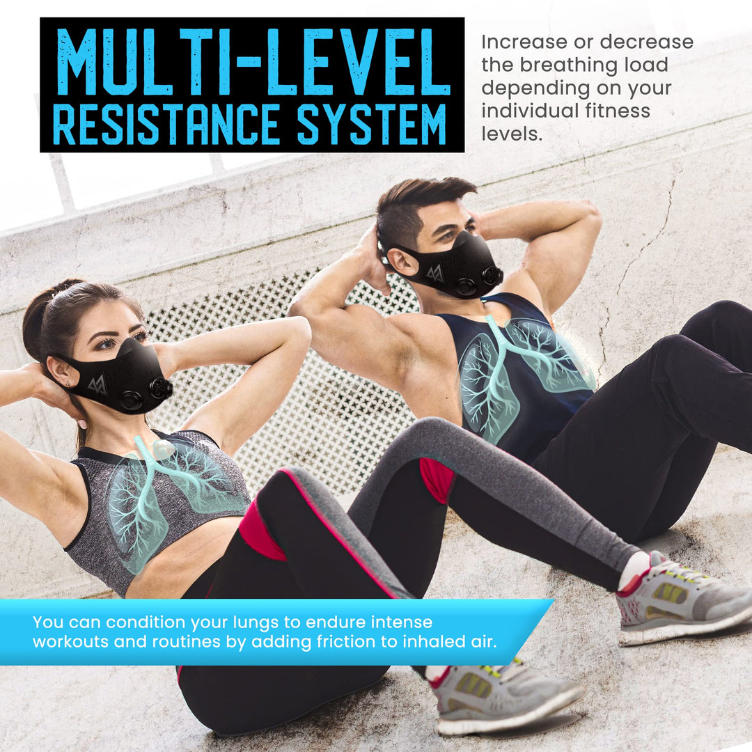 - 2.0 Multi Patened with Clincal Studies - Elevation Training Mask, High Altitude Workout Endurance Mask, Running Mask, Breathing Mask (Medium, Blackout)
