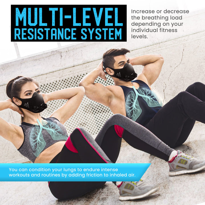 - 2.0 Multi Patened with Clincal Studies - Elevation Training Mask, High Altitude Workout Endurance Mask, Running Mask, Breathing Mask (Medium, Blackout)