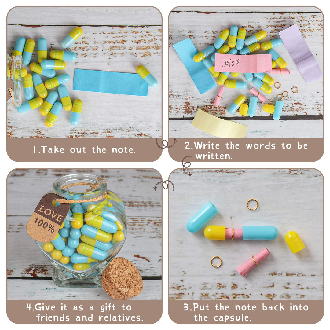 Capsule Letters Message in a Bottle,Lovely Notes Couples Gifts, Birthday Christmas Anniversary Valentines Mothers Day Gifts. (Transparent Color 51PCS)