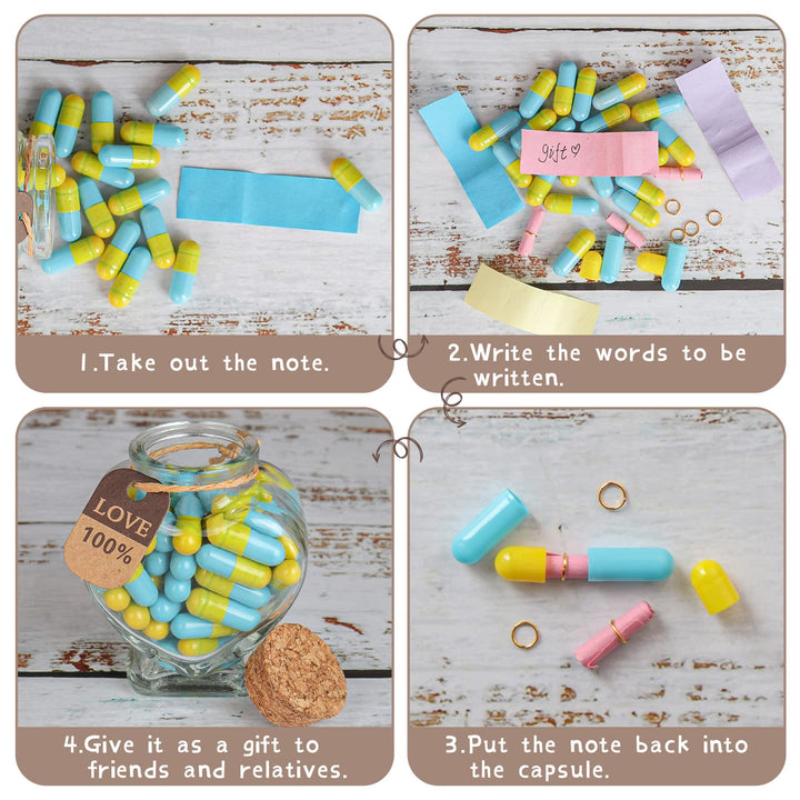 Capsule Letters Message in a Bottle,Lovely Notes Couples Gifts, Birthday Christmas Anniversary Valentines Mothers Day Gifts. (Transparent Color 51PCS)