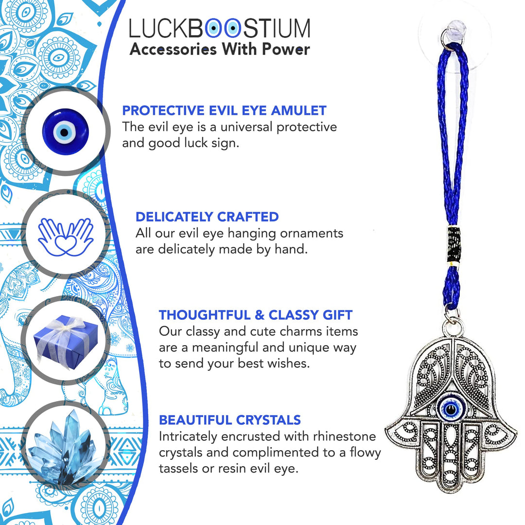 Evil Eye Charm Amulet for Protection - Hamsa Hand Pendant, Hanging &amp; Decor, Keychain, Rear View Mirror Car Accessories, Men &amp; Women Accessories - Yoga Enthusiasts and Meditators