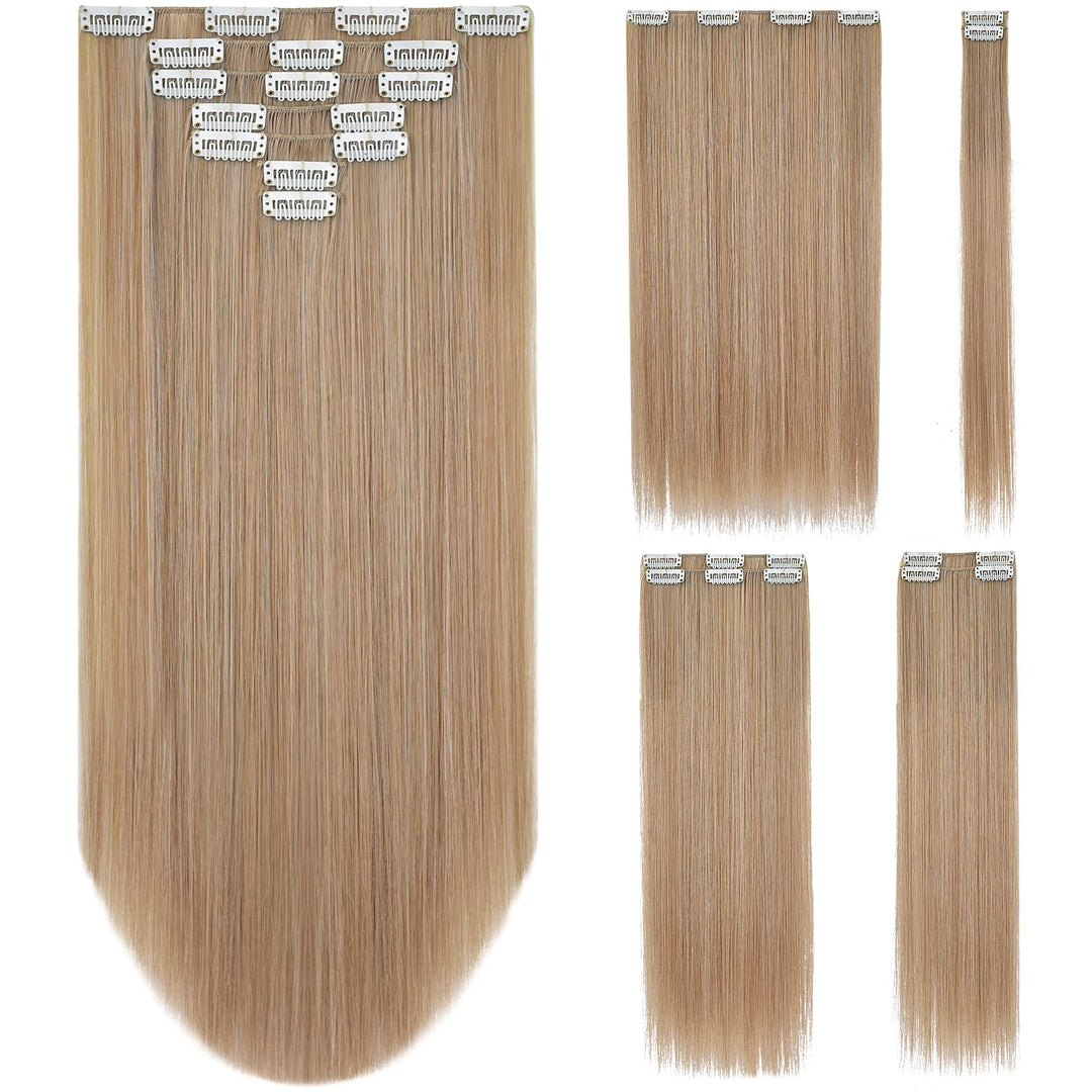 BE-YOHAIR 27/613 Straight: The Best 7Pcs Clip In Hair Extension Placement Look Real Synthetic Hair Accessories For Women Fashion Seamless Elegant Wedding Long Bridal Hair Pieces Kit Cheap F