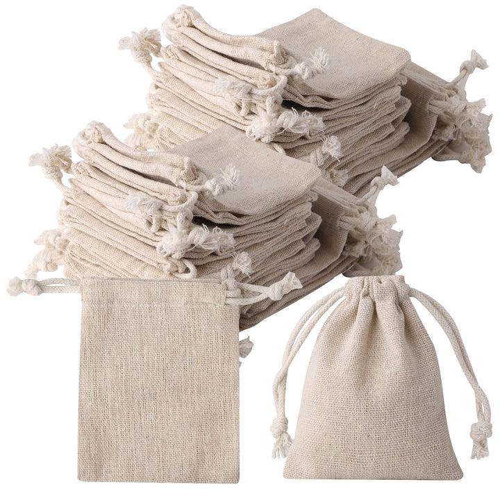 erduoduo Pack of 50 Small Burlap Bags With Drawstring,3