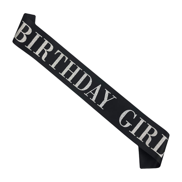 Birthday Girl Sash, Black Satin Silver Glitter Sash, Happy Birthday Princess Party Decorations, Women&#39;s Birthday Party Supplies, 16,18,21,30,40,50 or Any Other Birthday Party