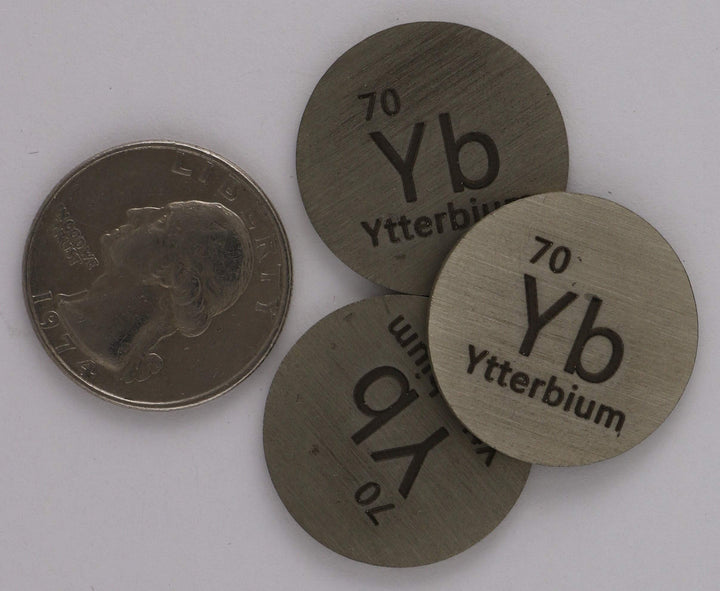 Ytterbium (Yb) 24.26mm Metal Disc 99.9% Pure for Collection or Experiments