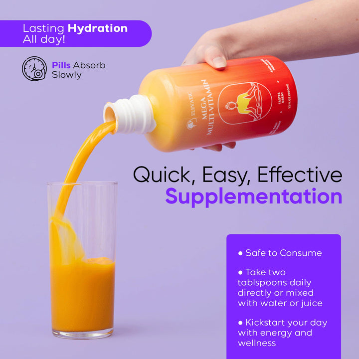 Mega Liquid Multivitamin | 32 Fl.oz (960ml) | Easy to Consume Daily Use Multivitamin Liquid | Nutrition &amp; Immune Support | Packed with Vital Nutrients for All