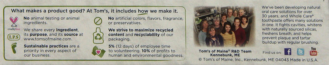 Tom&#39;s of Maine Whole Care Fluoride Toothpaste, Wintermint, 4.7 Ounce, 2 Count