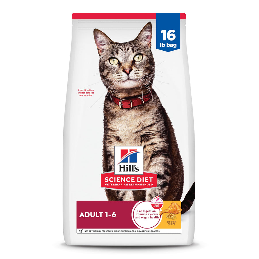 Science Diet Adult 1-6, Adult 1-6 Premium Nutrition, Dry Cat Food, Chicken Recipe, 16 lb Bag