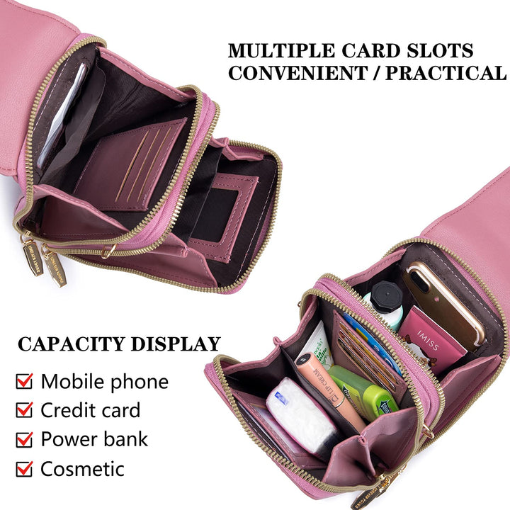 Roulens Small Crossbody Cell Phone Purse for Women, Touch Screen Bag Shoulder Handbag Wallet with Credit Card Slots