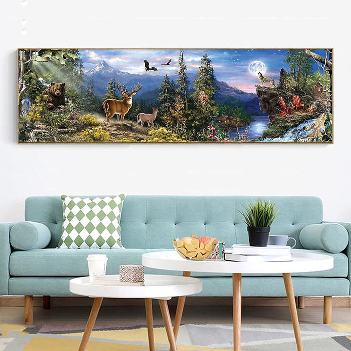 5D Diamond Painting Kits for Adults (35.4x11.8inch) DIY Large Forest Full Round Drill Cross Stitch Embroidery Pictures Arts Paint by Number Kits Diamond Painting Kits for Home Wall Decor