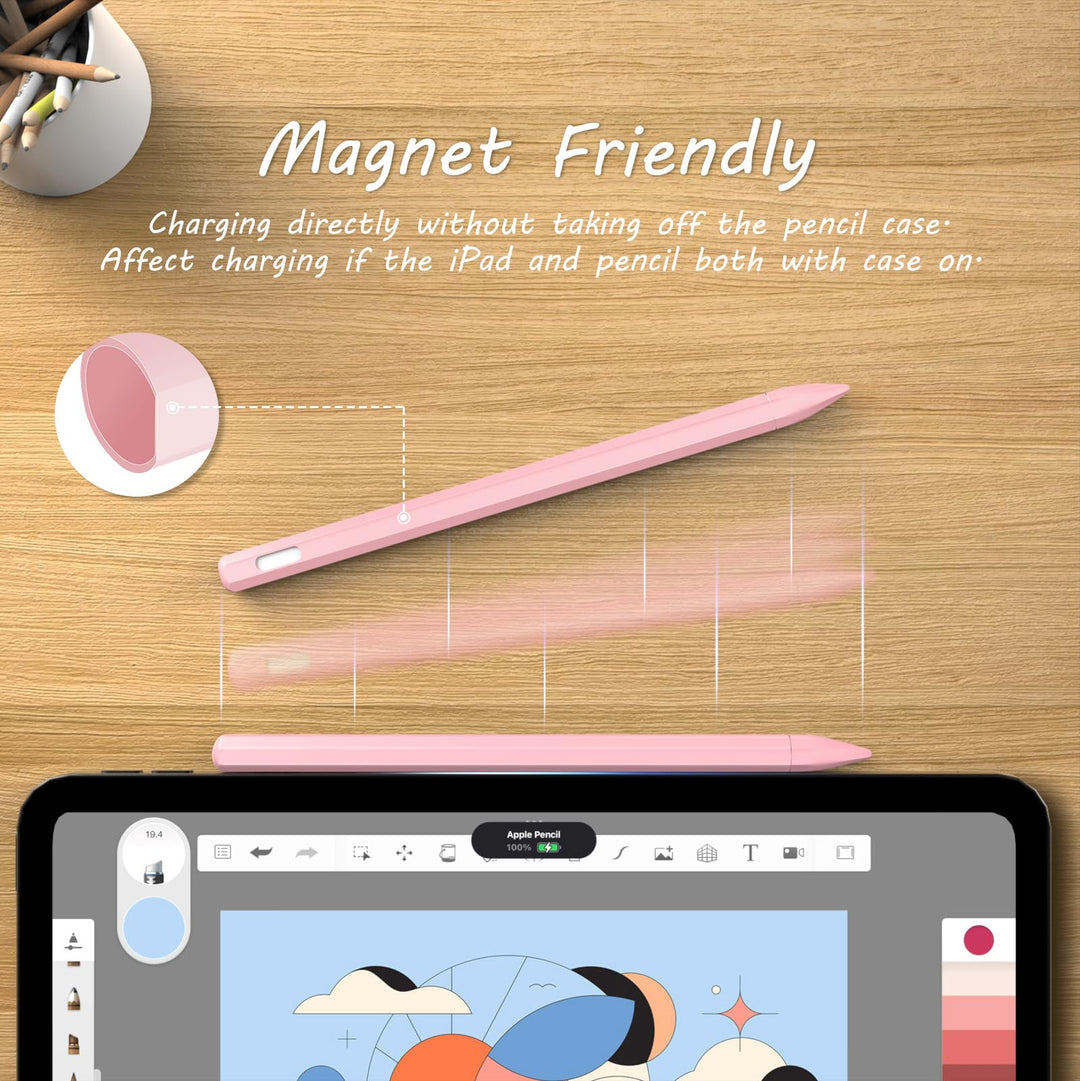 Silicone Case for Apple Pencil Pro 2024 &amp; Apple Pencil 2nd Generation, Cute Pink Protective Skin Sleeve Cover Holder Grip and Tip Cap Accessories Compatible with iPad Pro 11 12.9 13 Inch