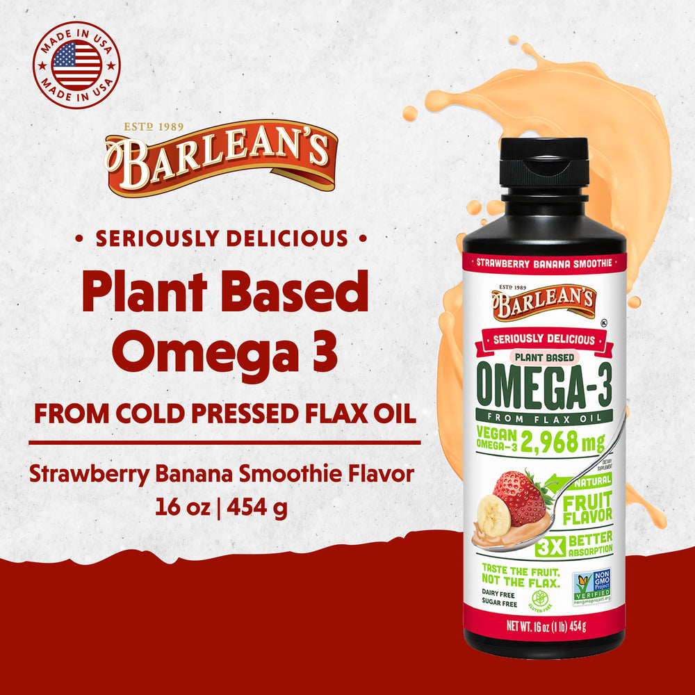 Barlean's Strawberry Banana Flaxseed Oil Liquid, Ve