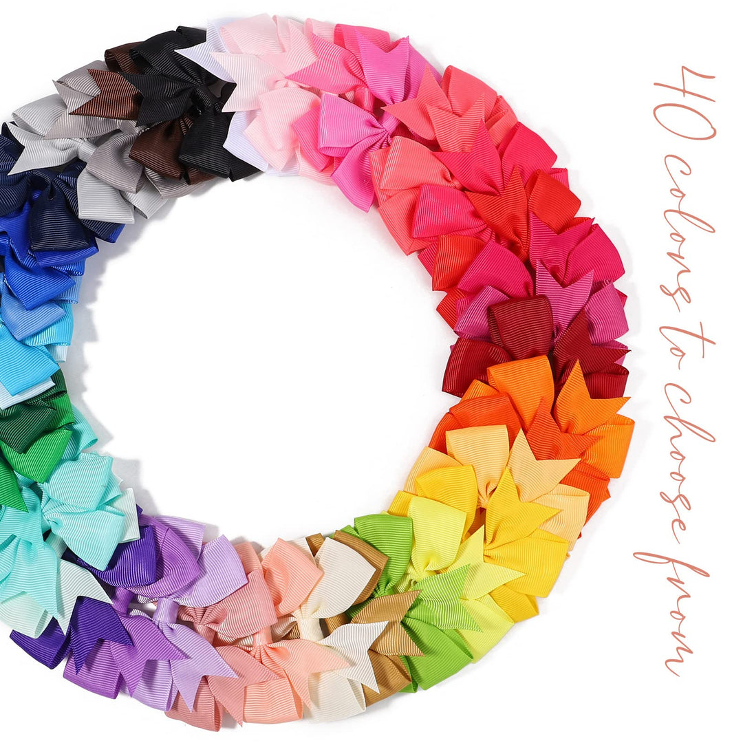 40 Pcs 3Inch Boutique Grosgrain Ribbon Baby Girls Hair Bows With Clips For Teens Toddlers