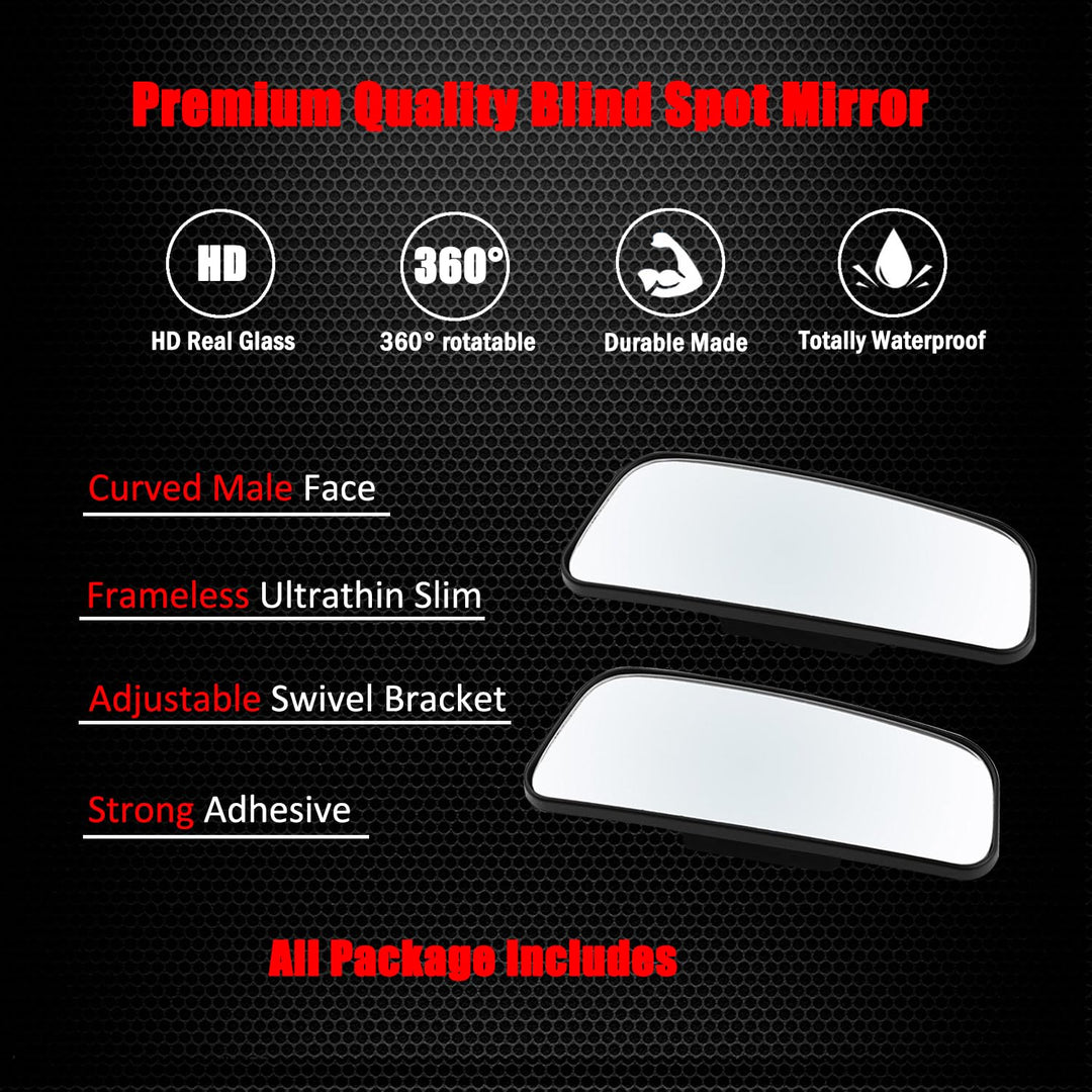 Ampper Rectangle Blind Spot Mirror, HD Glass ABS Housin