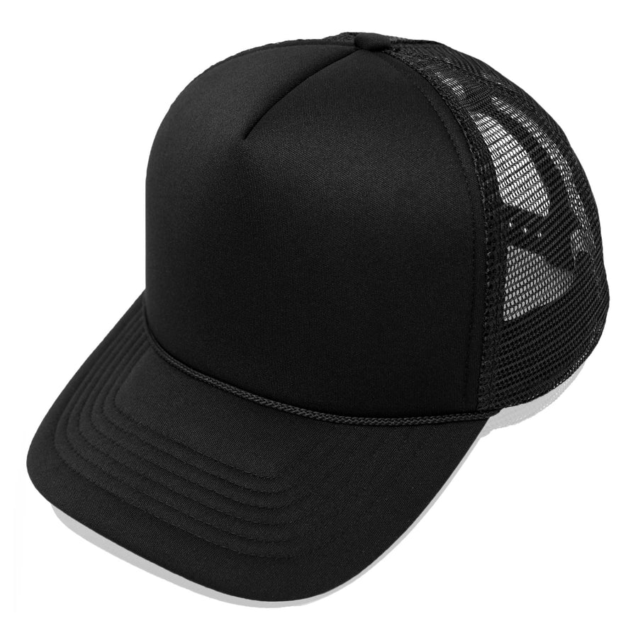 Plain Trucker Hat Mesh Cap in Black