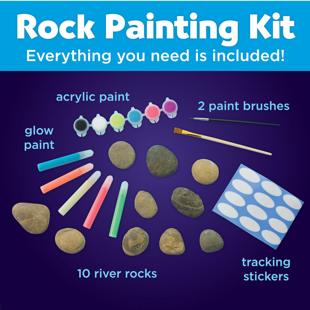 Glow in the Dark Rock Painting Kit: Crafts for Kids Ages 6-8+, Painting Rocks Arts and Crafts, Kids Gift