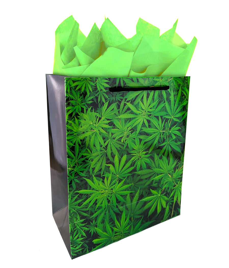 Gift Bag with Tissue, Large Size, Marijuana Bud and Lea