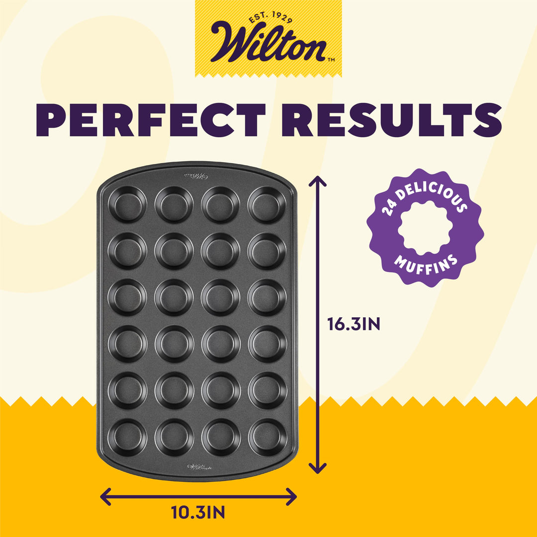 Perfect Results Premium Non-Stick Pan 24-Cup Mini Muffin Tin, Steel, Silver